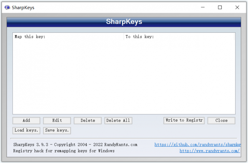 SharpKeys v3.9.3 键盘按键修改软件